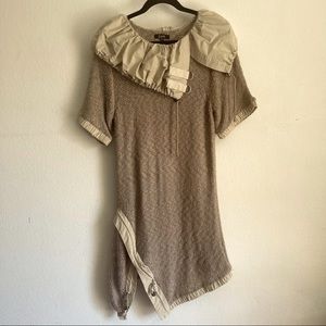 LACE Dress, Knit, Short-Sleeve, Assymetrical Hem, XL